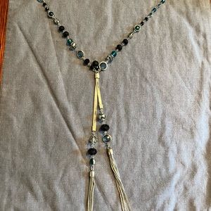 White House, Black market silver blue and black necklace